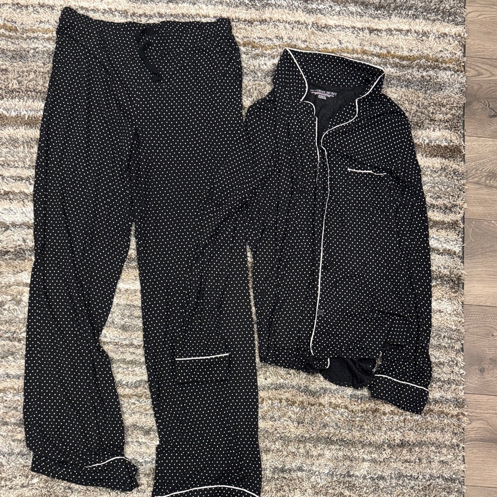 Victoria's Secret Black and White Polka Dot Pajama Set